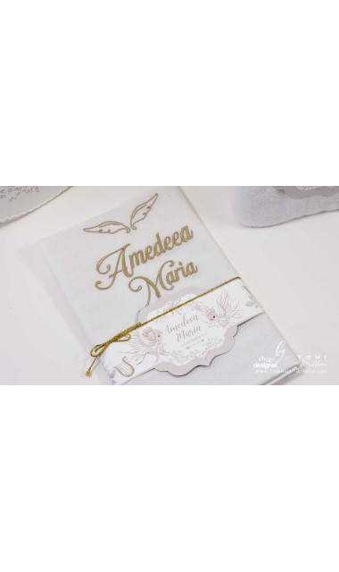 Trusou botez alb cu ingeri ideal pentru iarna Ingerul alb 6